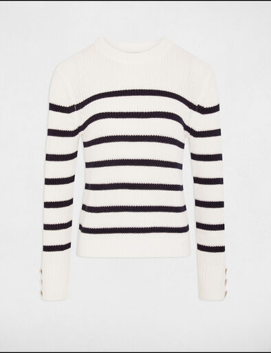 Rundhals-Pullover mit Streifen weiss damen