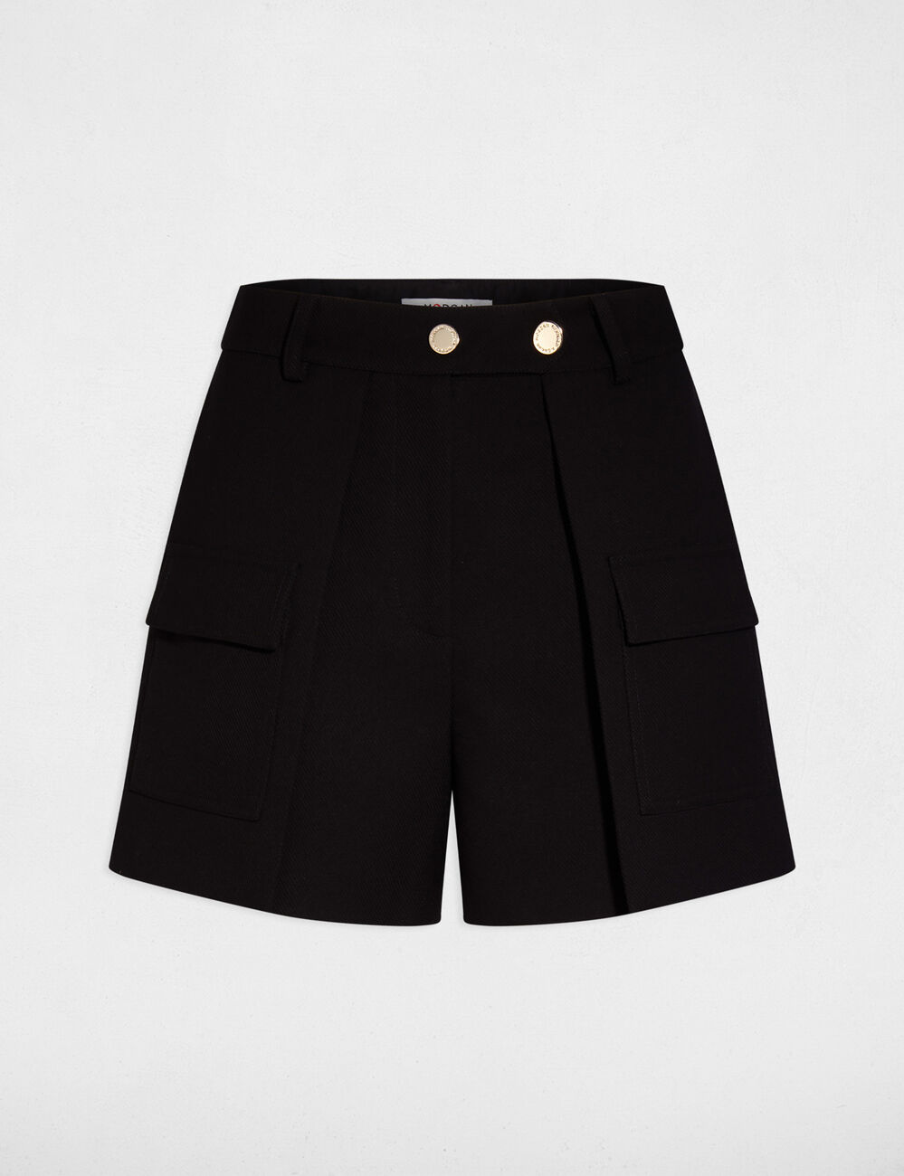 Short droit poches &agrave; rabat noir femme