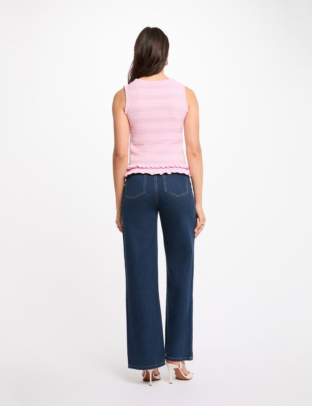 &Auml;rmelloser, figurbetonter Pulli rosa damen