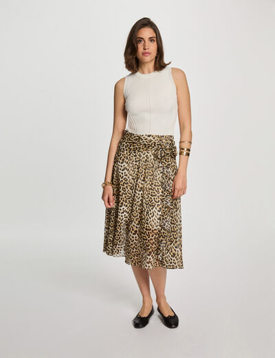 Ausgestelltes Kleid mit Muster mehrfarbig damen