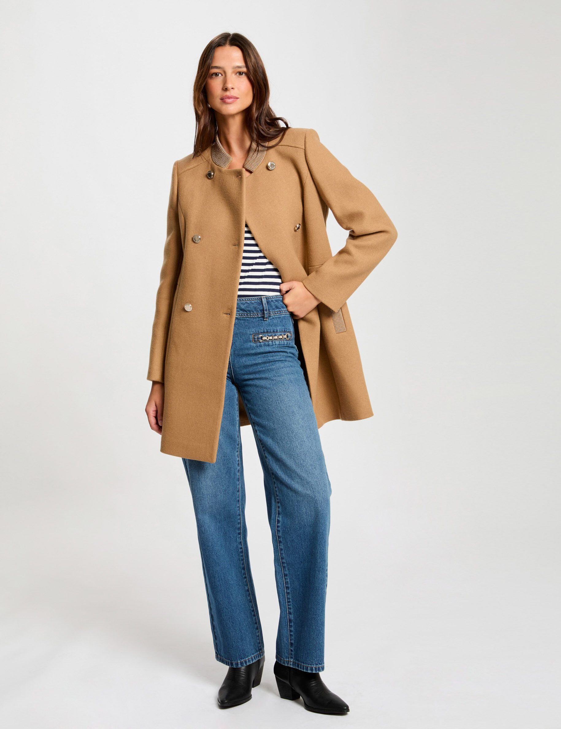 Manteau cintré camel femme hotsell