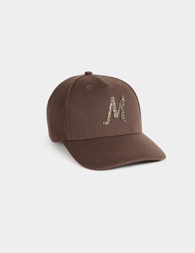 Casquette strass marron fonc&eacute; femme
