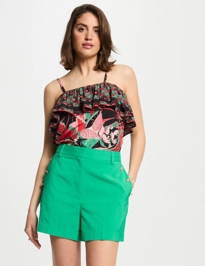 Short fluide à pont vert émeraude femme