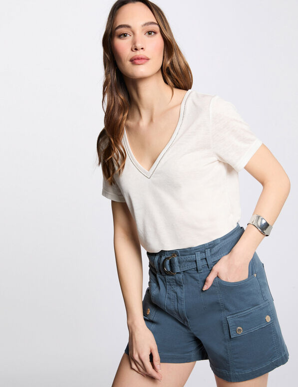 Cargo-Shorts mit Gürtel petrobleu damen