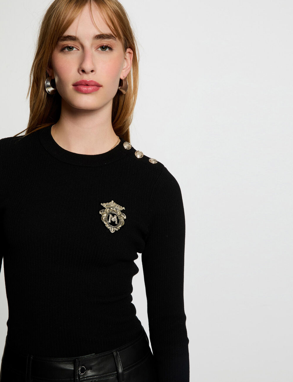 Pullover mit Rundhalsausschnitt schwarz damen