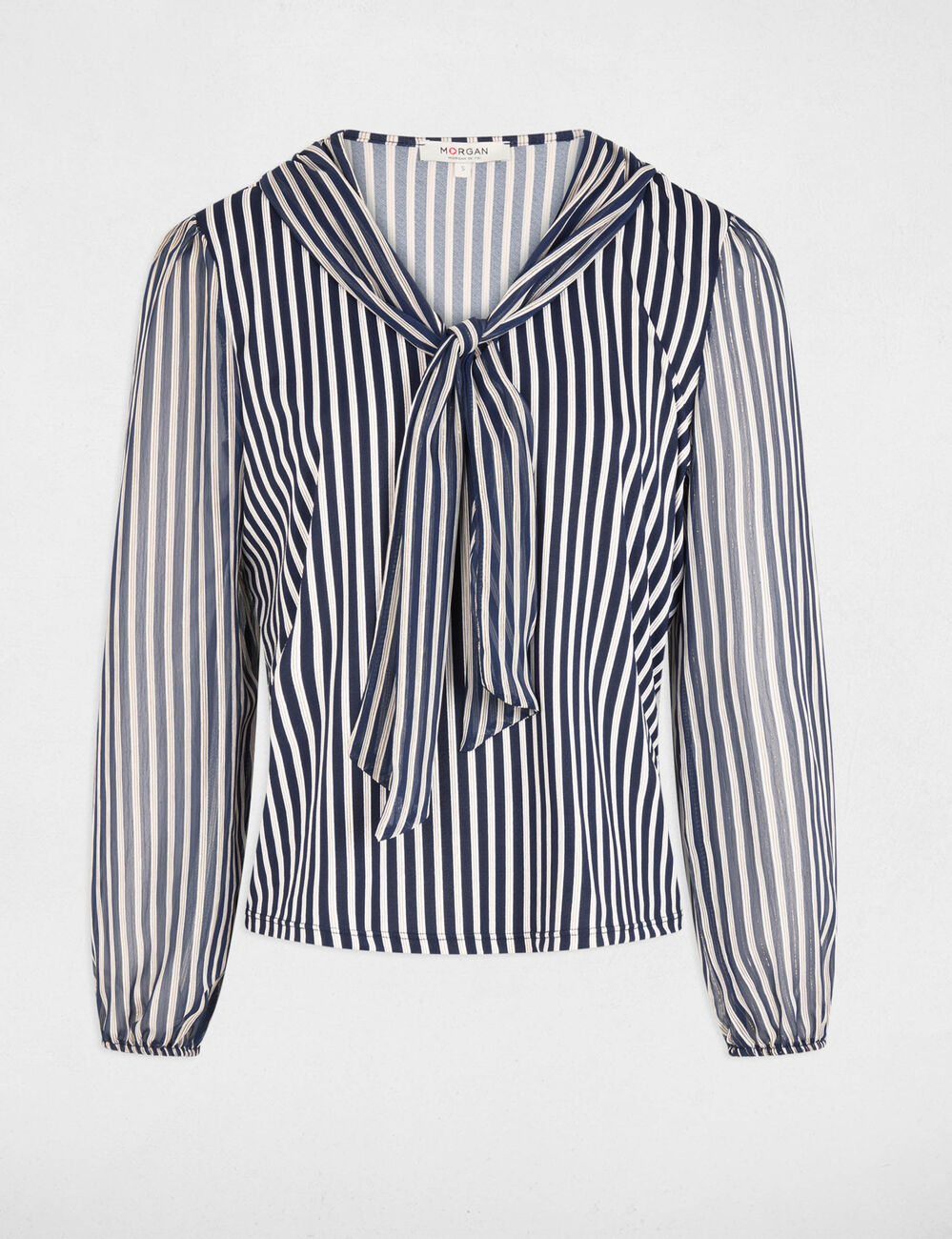 T-Shirt mit Lavalli&egrave;re-Kragen weiss damen