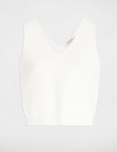 strick tanktop mit v ausschnitt weiss damen Strick-Tanktop mit V-Ausschnitt weiss damen