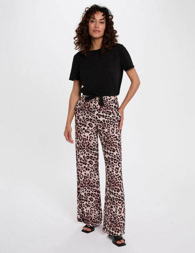 Pantalon droit fluide multicolore femme