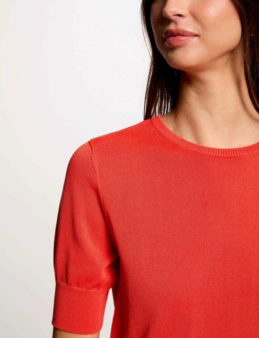 Pullover mit kurzen Ärmeln dunkelorange damen