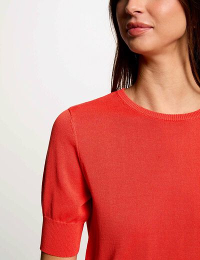Pullover mit kurzen Ärmeln dunkelorange damen