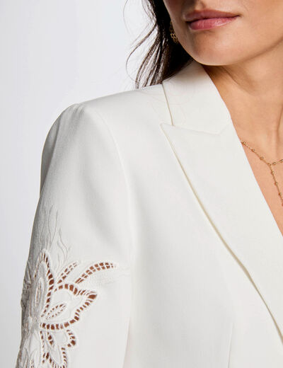 Blazer mit Spitzenärmeln weiss damen