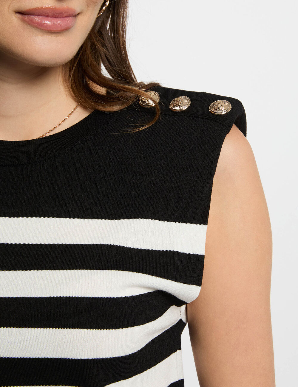 Ärmellose gestreifter Pullover schwarz damen