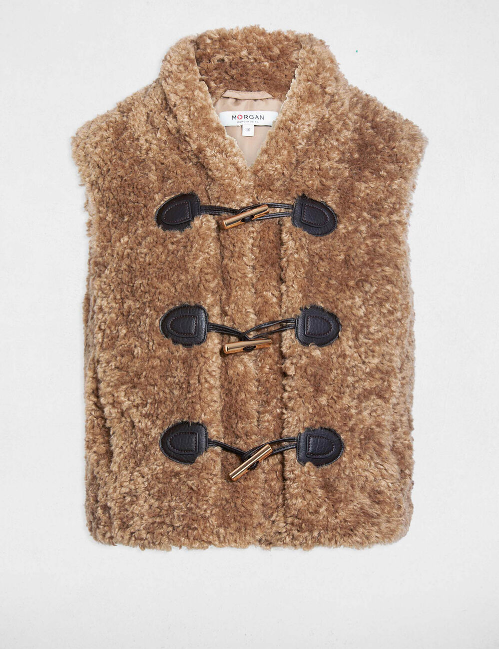 &Auml;rmellose Strickjacke mit Schalkragen braun damen