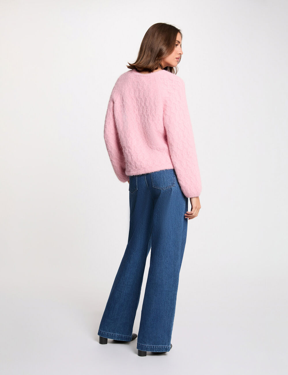 Dicker Pullover mit Rundhalsausschnitt rosa damen