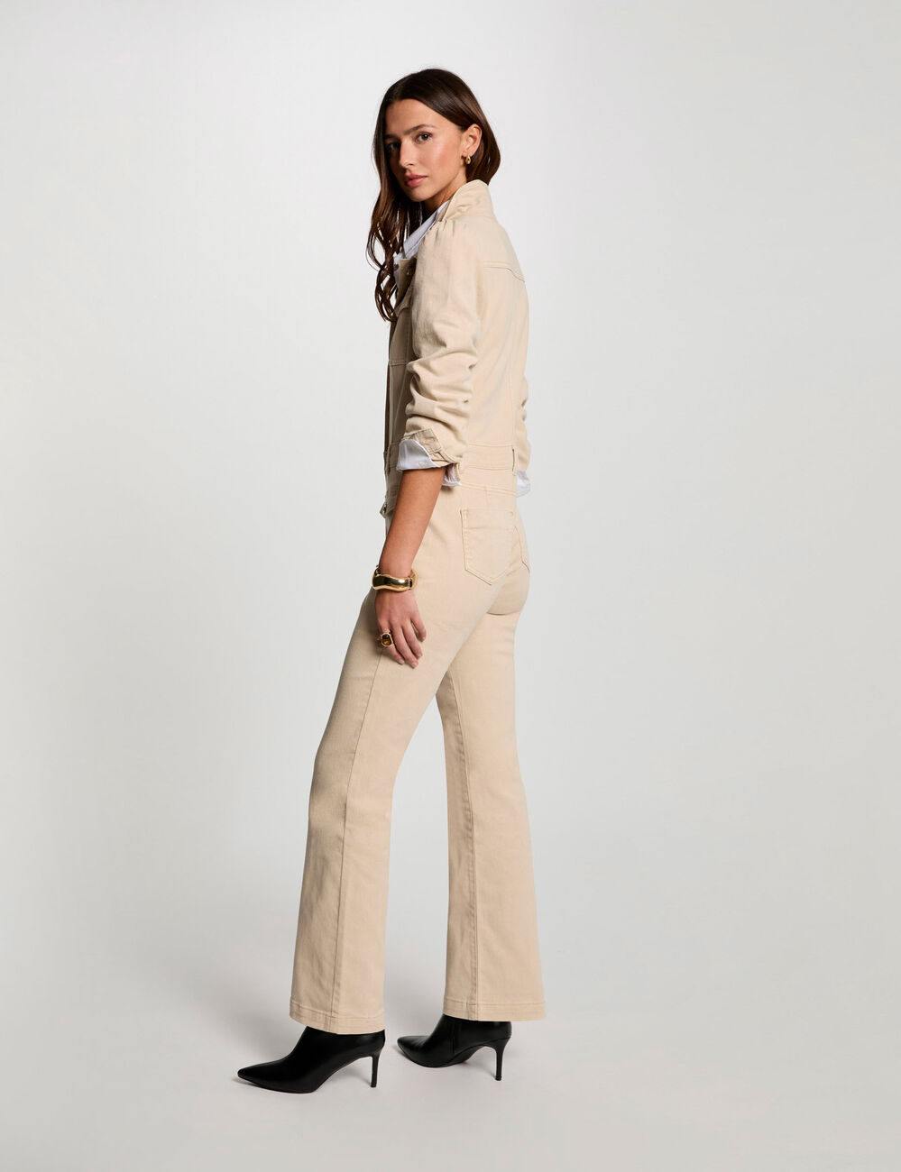Langer Jumpsuit aus Jeansstoff marron clair damen