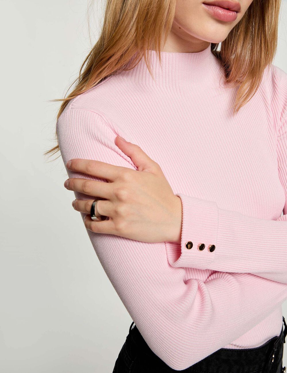 Pullover mit Stehkragen pastellrosa damen