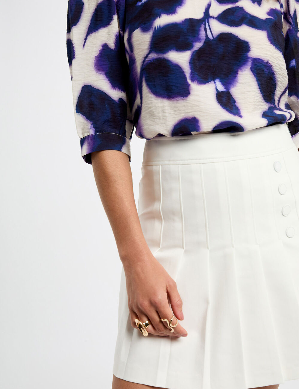 Kurzer, plissierter Rock weiss damen