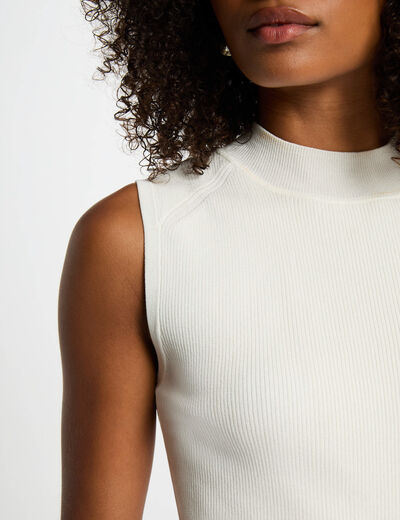 Robe courte droite bas plissé blanc femme