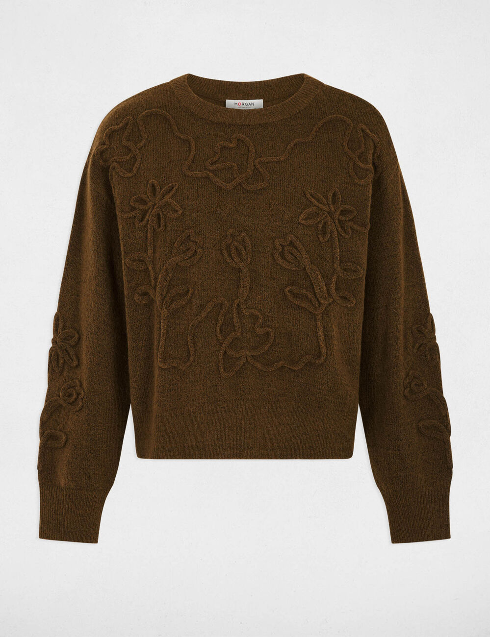 Pullover mit Rundhals und Muster khakigr&uuml;n damen