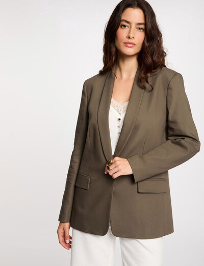 Kurze Jacke mit Schalkragen khakigrün damen