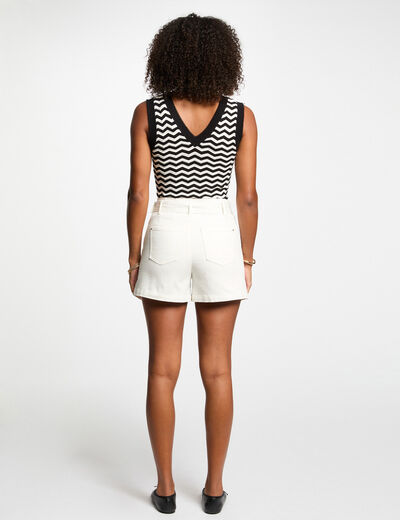 Top maille sans manches rayé noir femme