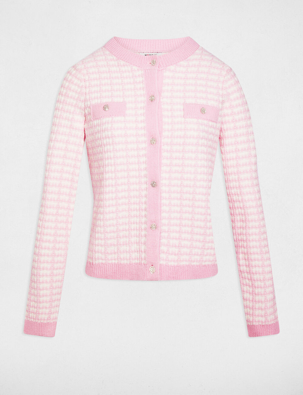 Strickjacke mit Jacquardmuster rosa damen