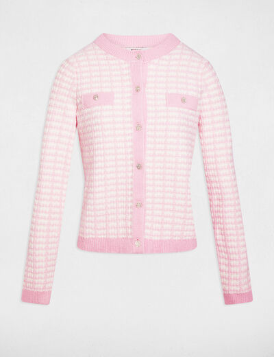Gilet ajust&eacute; jacquard rose femme