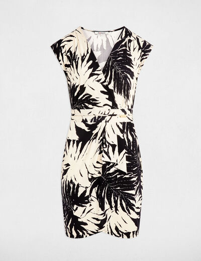 Robe courte ajustée imprimée multicolore femme