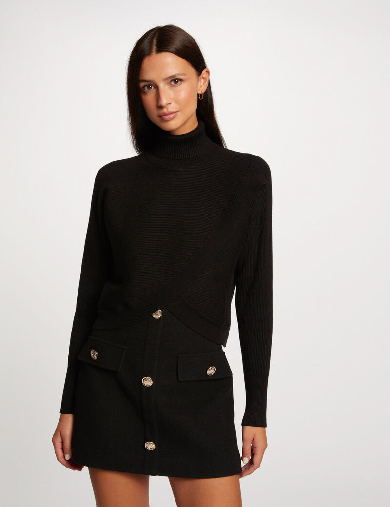 pull manches longues effet croise noir femme Pull manches longues effet croisé noir femme