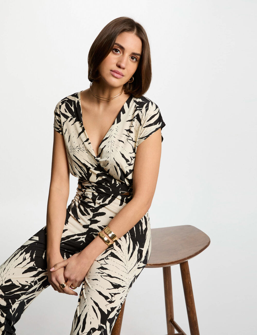 Langer Jumpsuit mit Muster mehrfarbig damen
