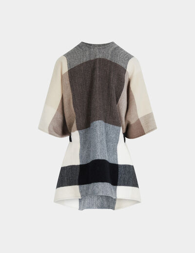 Karierte Cape sandfarben damen