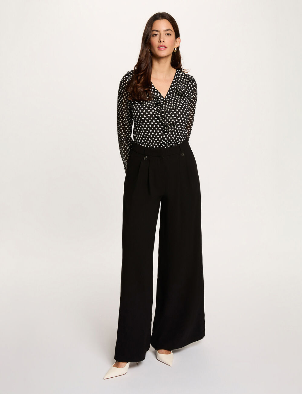 Chemise voile col v noir femme