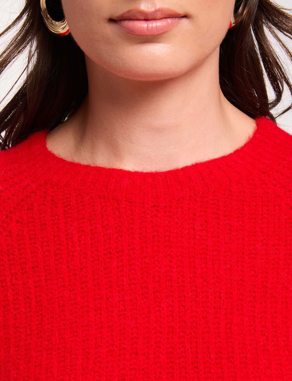Flauschiger Strickpullover rot damen