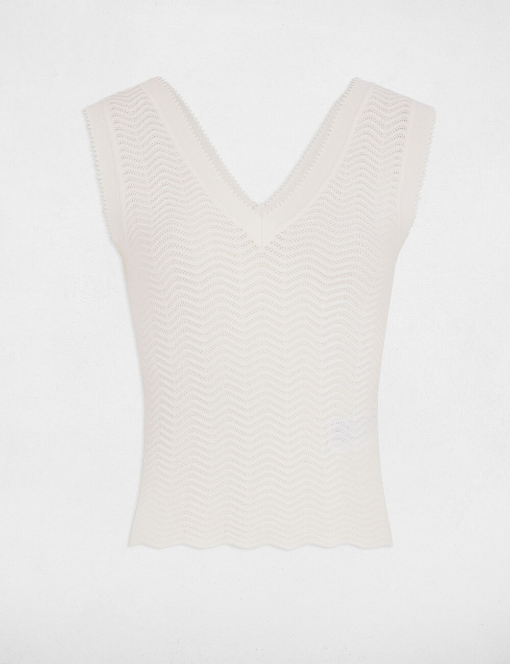 Ärmelloses Stricktop weiss damen