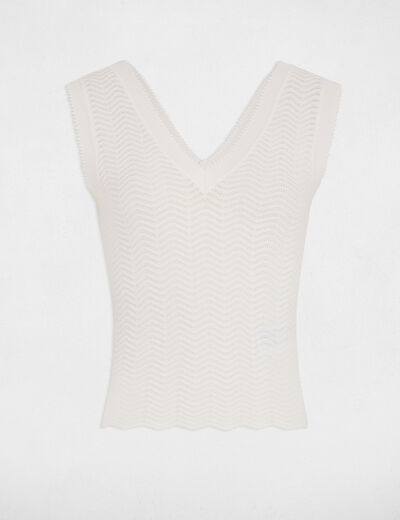 Ärmelloses Stricktop weiss damen
