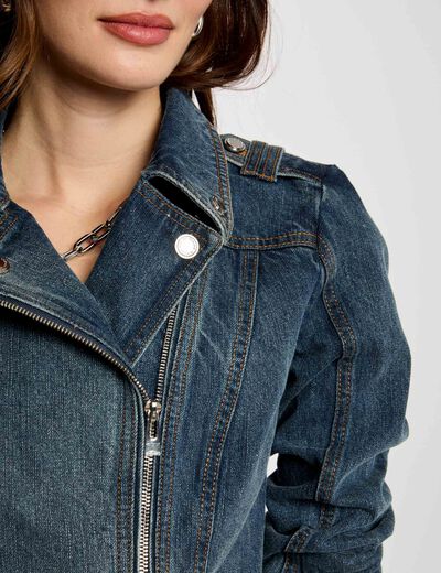 Veste courte en jean denim stone femme