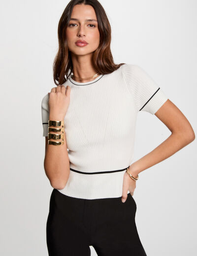 Kurzärmeliger Pullover weiss damen