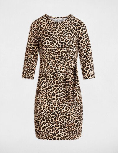 Robe courte ajustée imprimée multicolore femme