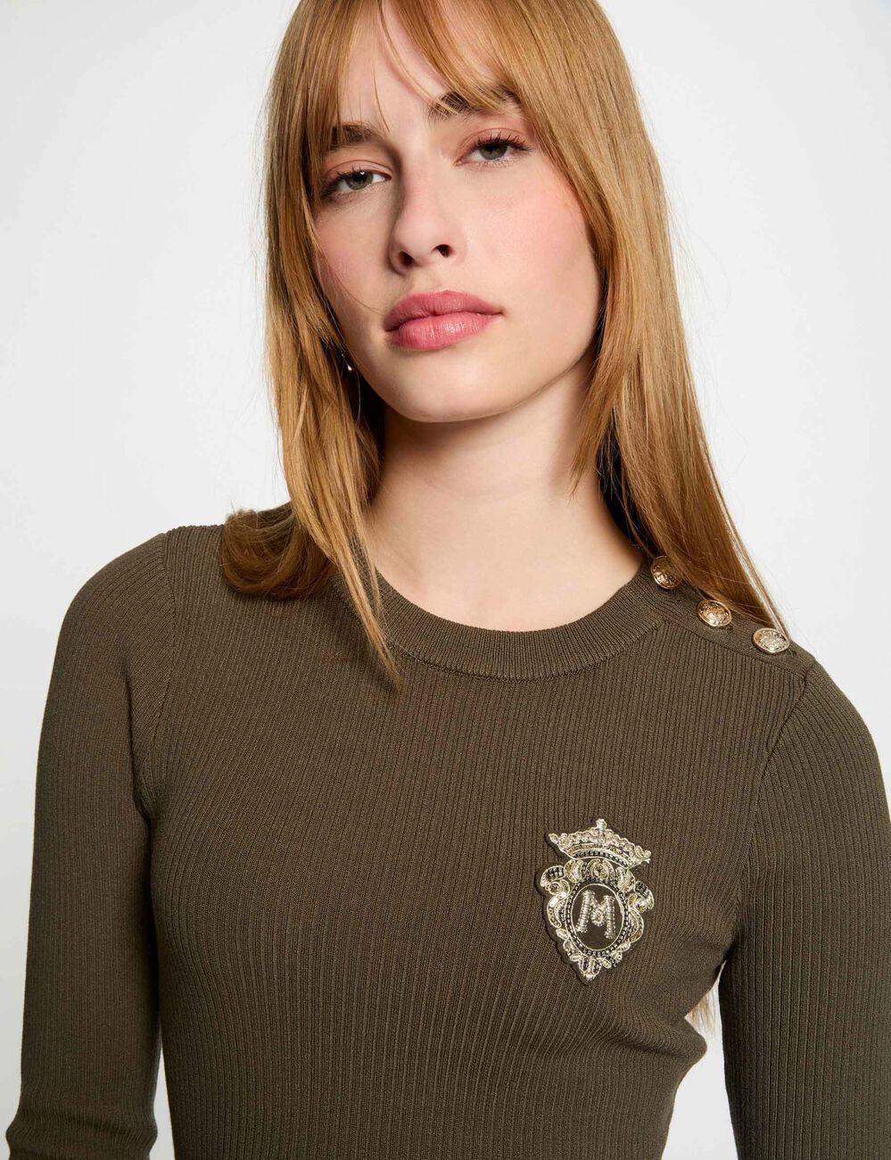 Pullover mit Rundhalsausschnitt khakigrün damen