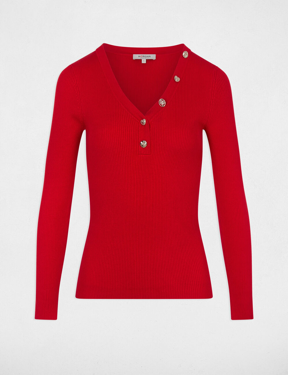 Pullover mit V-Ausschnitt rot damen