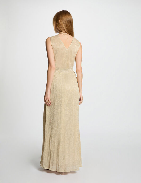 Robe longue droite jaune or femme