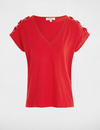 T-shirt manches courtes rouge femme
