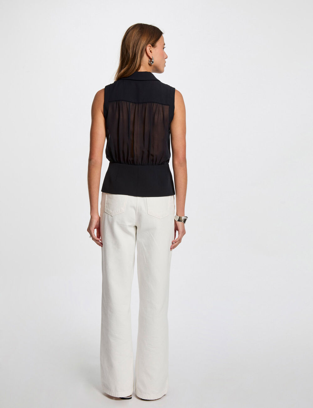 Veston sans manches bleu marine femme
