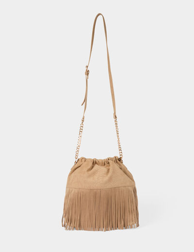Sac seau suédine beige femme