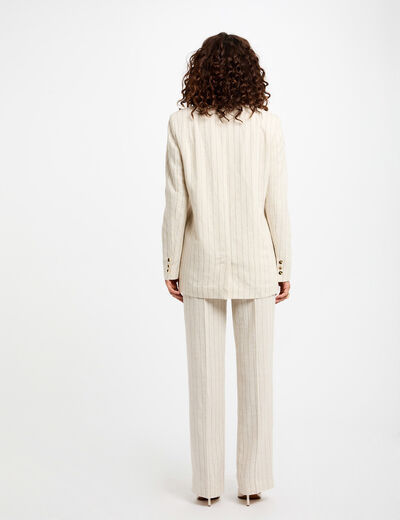 Blazer rayé beige femme