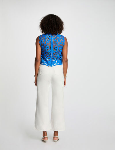 Top sans manches dentelle bleu electrique femme