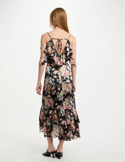 Midi-Rock mit Volants und Print mehrfarbig damen
