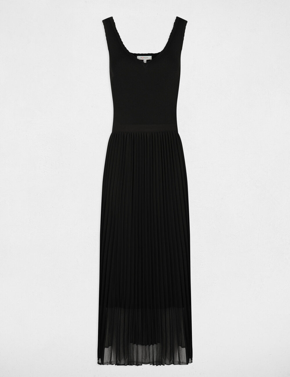 Langes tailliertes Strickkleid schwarz damen