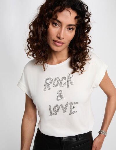 T-shirt court strass blanc femme