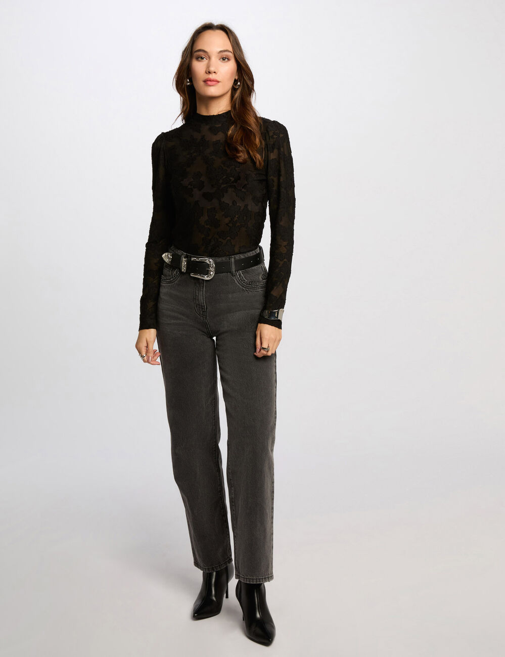 Langarmshirt schwarz damen